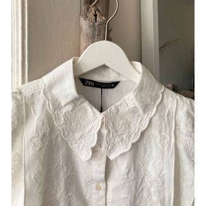 Victorian Embroidered Collar Short Sleeve Blouse